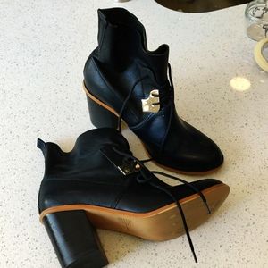 Black leather ankle boots